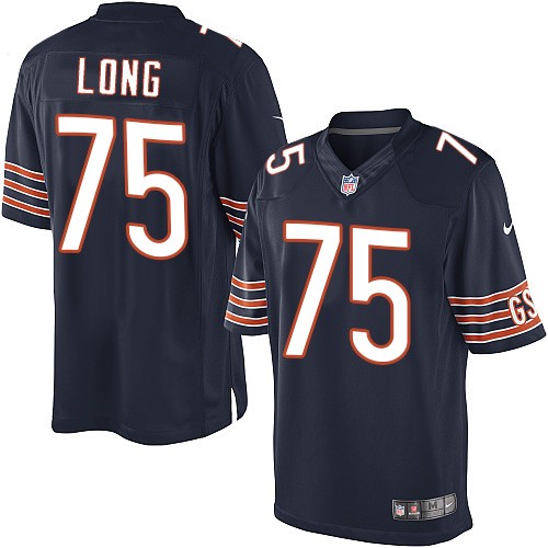 Men's Limited Kyle Long Nike Jersey Navy Blue Home - #75 NFL Chicago Bears